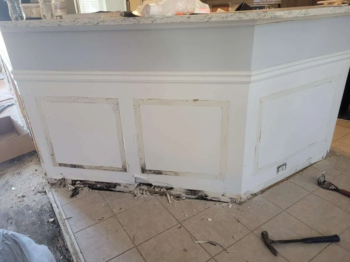 Water damage and mold on kitchen during Storm Damage Restoration in Verona